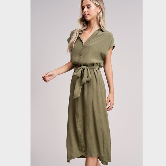 NWOT! Olive Button-Up Midi Dress by Arrays - Picture 2 of 8